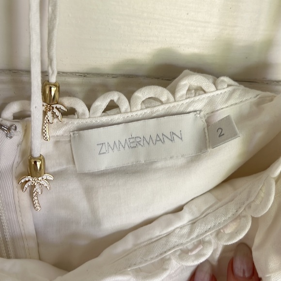 ZIMMERMAN ALLIA COLD-SHOULDER RUFFLED LINEN MINI DRESS (Zimmerman Size 2/US 6) - Picture 5 of 7